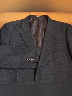 Oak Hill Jacket Mens 54 Long Tweed Gray Orange Blue Glen Plaid Blazer Sport Coat